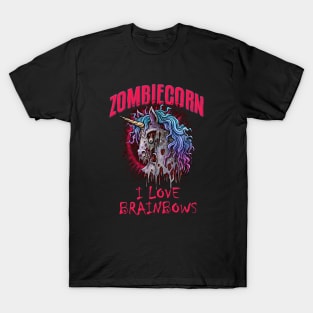 Zombiecorn I Love Brainbows Zombie Unicorn T-Shirt